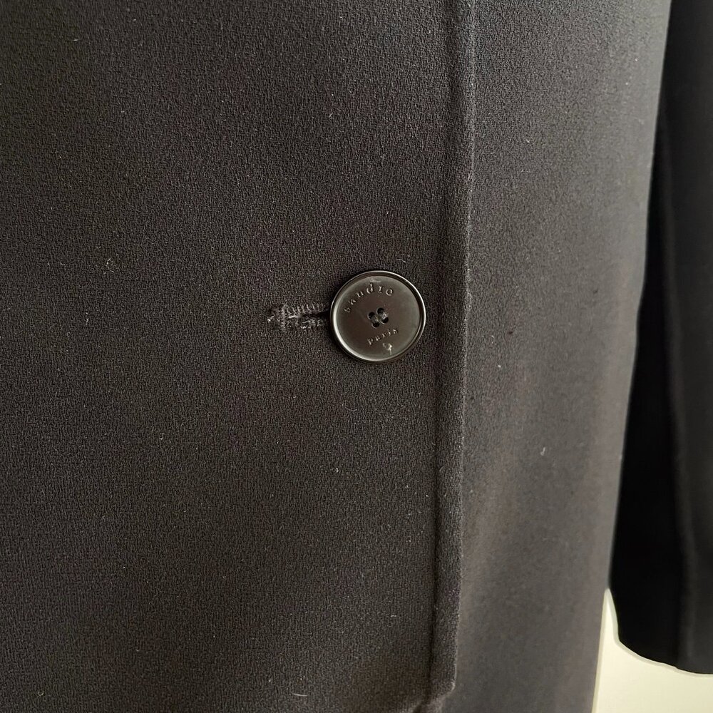 Sandro Paris Long Black Coat Single Breasted 1-Button Size 8 Medium / Large - Picture 9 of 14